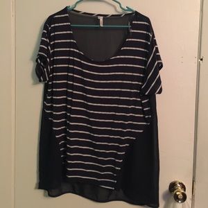Striped sheared back top