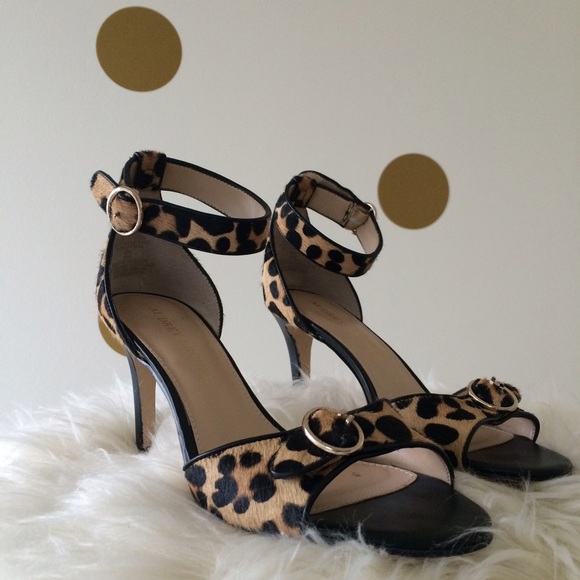 Audrey Brooke Shoes - Audrey Brooke Leopard Two Piece Ankle Strap Heels