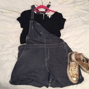 Loose fit, hand dyed overalls