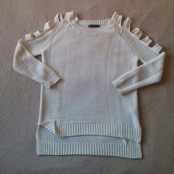 Cream Shoulder Cut Out Sweater