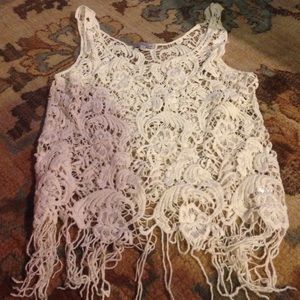 Charlotte Russe white crochet tank top