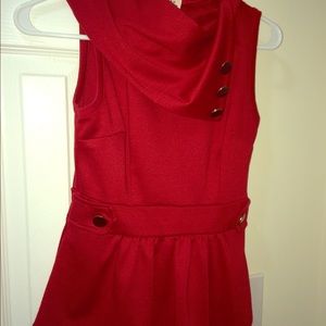 Red cowl neck brick red blouse