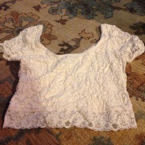 White lace crop top