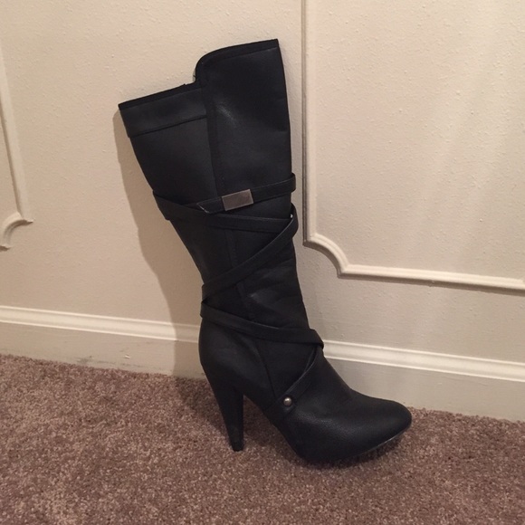 Black Knee High Boot Heels