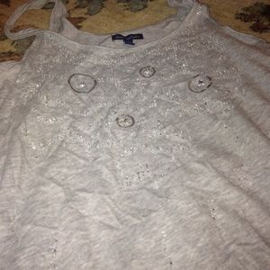 Grey tank top with jewels and gems