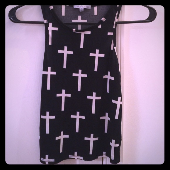 Tan and black crop top