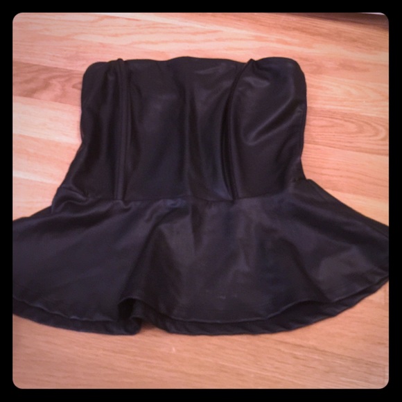 Pleather black strapless top