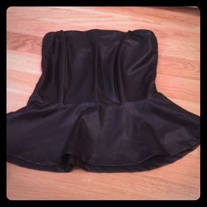 Pleather black strapless top
