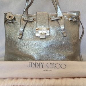 Jimmy Choo Rhea Metallic Gold Tote