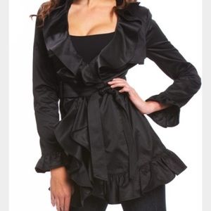 ‼SALE ️NEW NWT bebe BLK Satin Trench Coat
