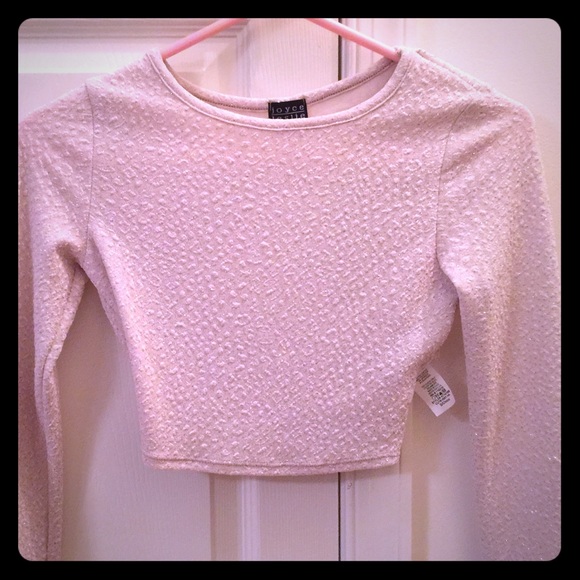 Tan with silver specs crop top with open back