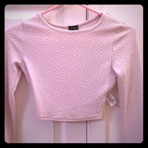 Tan with silver specs crop top with open back