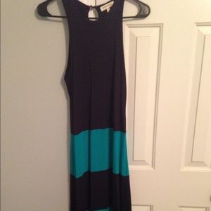 Navy and turquoise maxi dress