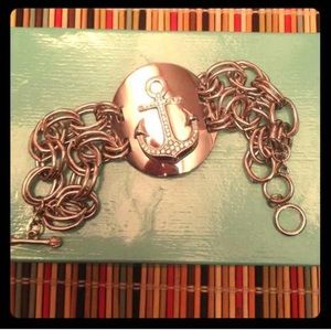 Heavy weight chain link nautical anchor bracelet