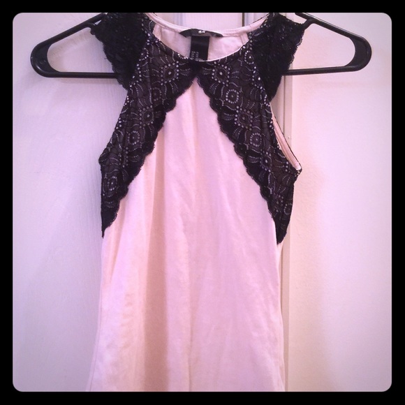 Light pink and black lace top