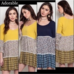 💥HP 12/6, 10/23💥MIXED PRINT PEASANT DRESS