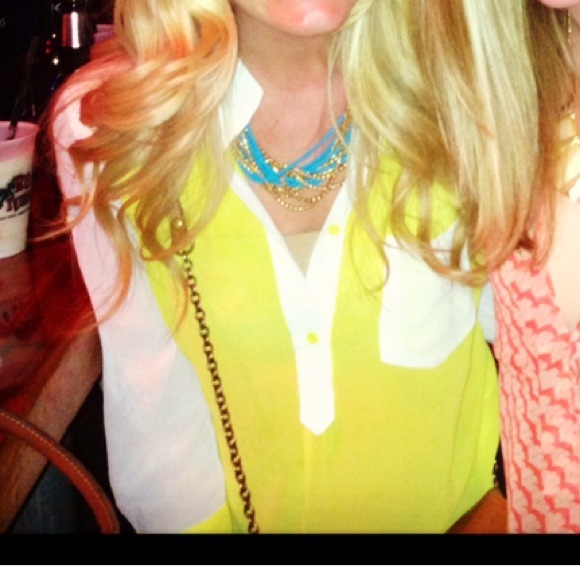 Yellow & White Sheer Blouse - Picture 2 of 3