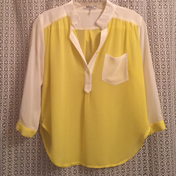 Yellow & White Sheer Blouse - Picture 3 of 3