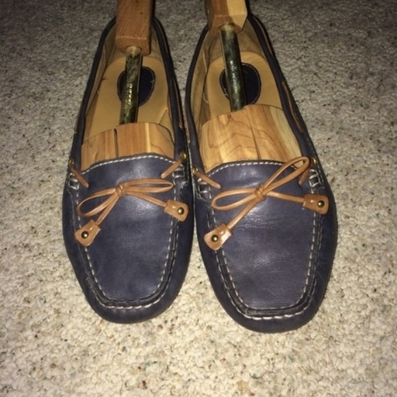 Navy Blue Leather Loafers