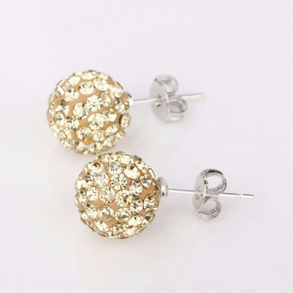 Rima Imar Jewelry - Earrings Silver 925 7mm Creme Glass Ball
