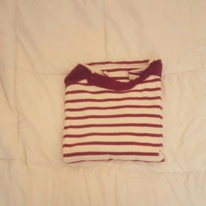 Burgundy and white striped sweater