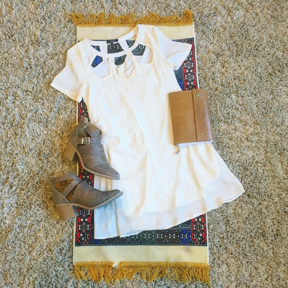 Very J Dresses & Skirts - • Cut Out Mini Dress, White •