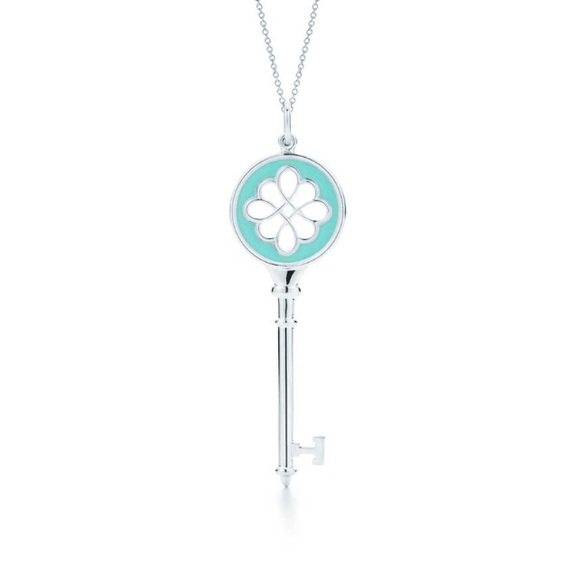 Tiffany silver blue enamel key charm