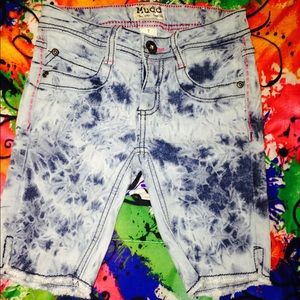 Acid washed denim capri