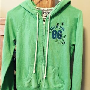 Cute green Victoria's Secret PINK zip up jacket