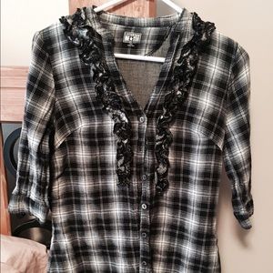 Plaid button up long shirt