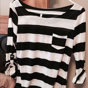 Black and white striped shirt with pocket