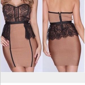 Body con dress with lace plum