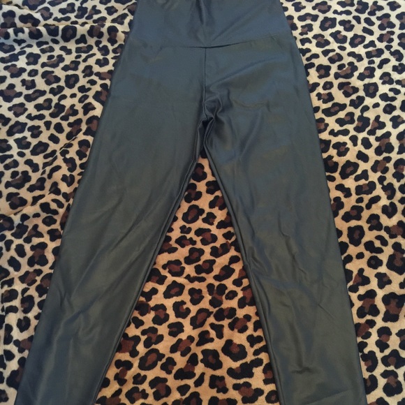 Black Matte Faux Leather Leggings