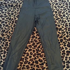 Black Matte Faux Leather Leggings