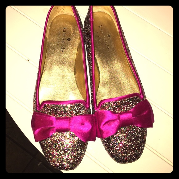 Kate Spade glitter bow flats