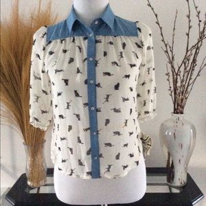 Sheer & Denim Top (juniors size large)