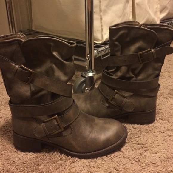 taupe booties.