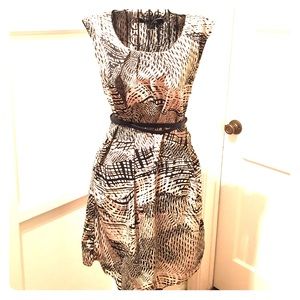 Patterned Shift Dress W Leather Belt