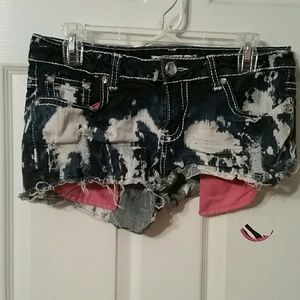 Distressed, Bleached Denim Shorts