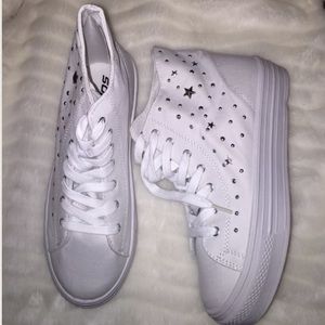 White Studded Converse Inspired Shoes