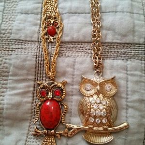 Gold-Tone Owl Necklaces  (2)