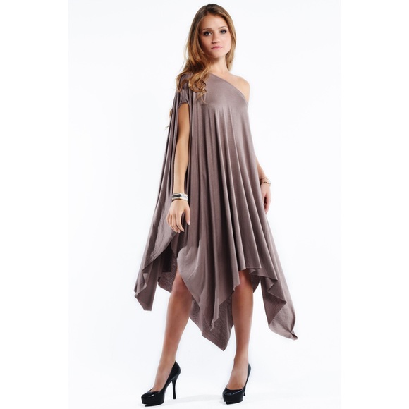 "Libra" Asymmetrical Poncho Dress - Picture 2 of 4