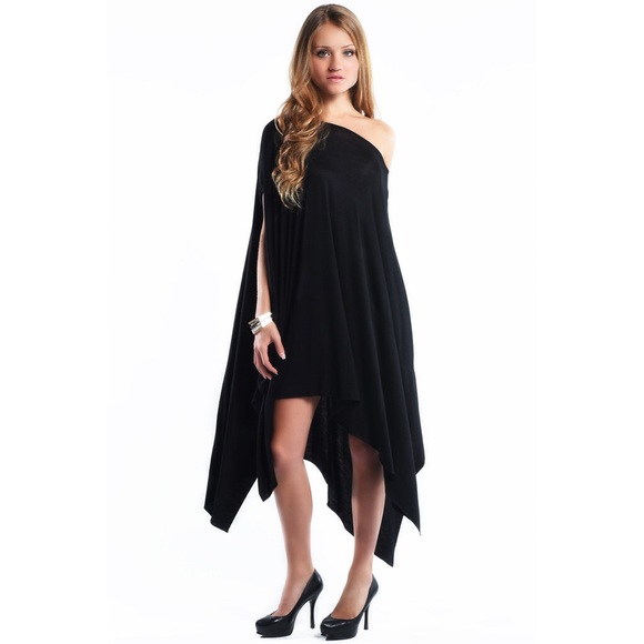 "Libra" Asymmetrical Poncho Dress - Picture 3 of 4