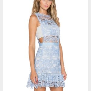 Self-portrait lace mini peplum dress
