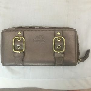 Coach metallic bronze leather wallet