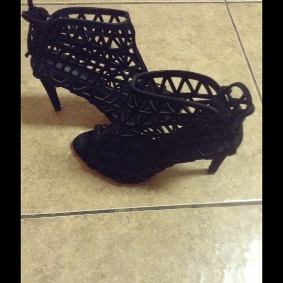 Zara caged, back lace up open toe bootie