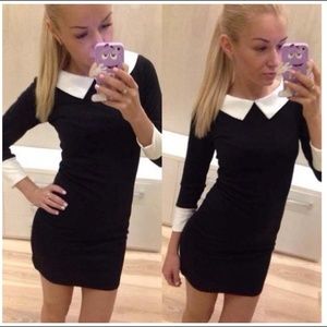 Black fitted Peter Pan collar dress