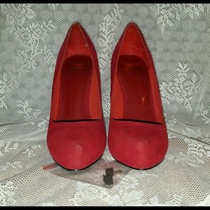 Red Faux Suede pump size 6