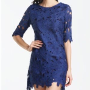 Royal blue lace dress.