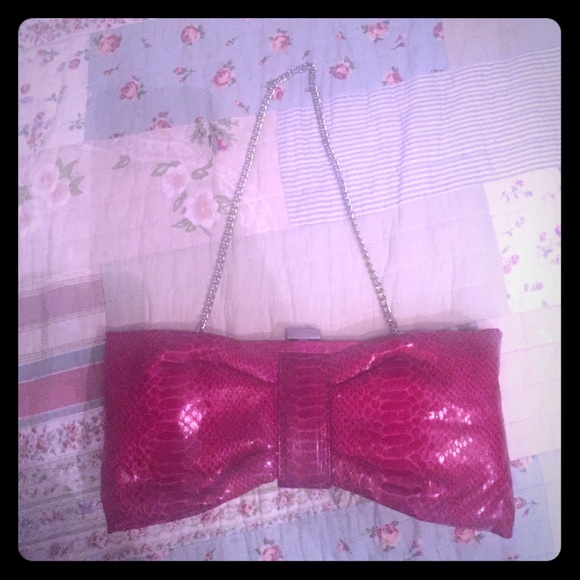 Red clutch with strap